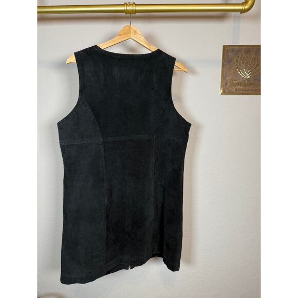 Women's Wilsons Maxima Black Leather Suede Zip Front Sleeveless Dress Size XL - Picture 8 of 9